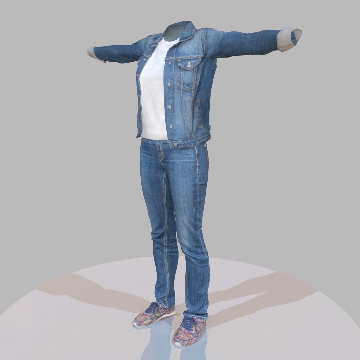 Jeans outfit for female characters Low-poly 3D model_2