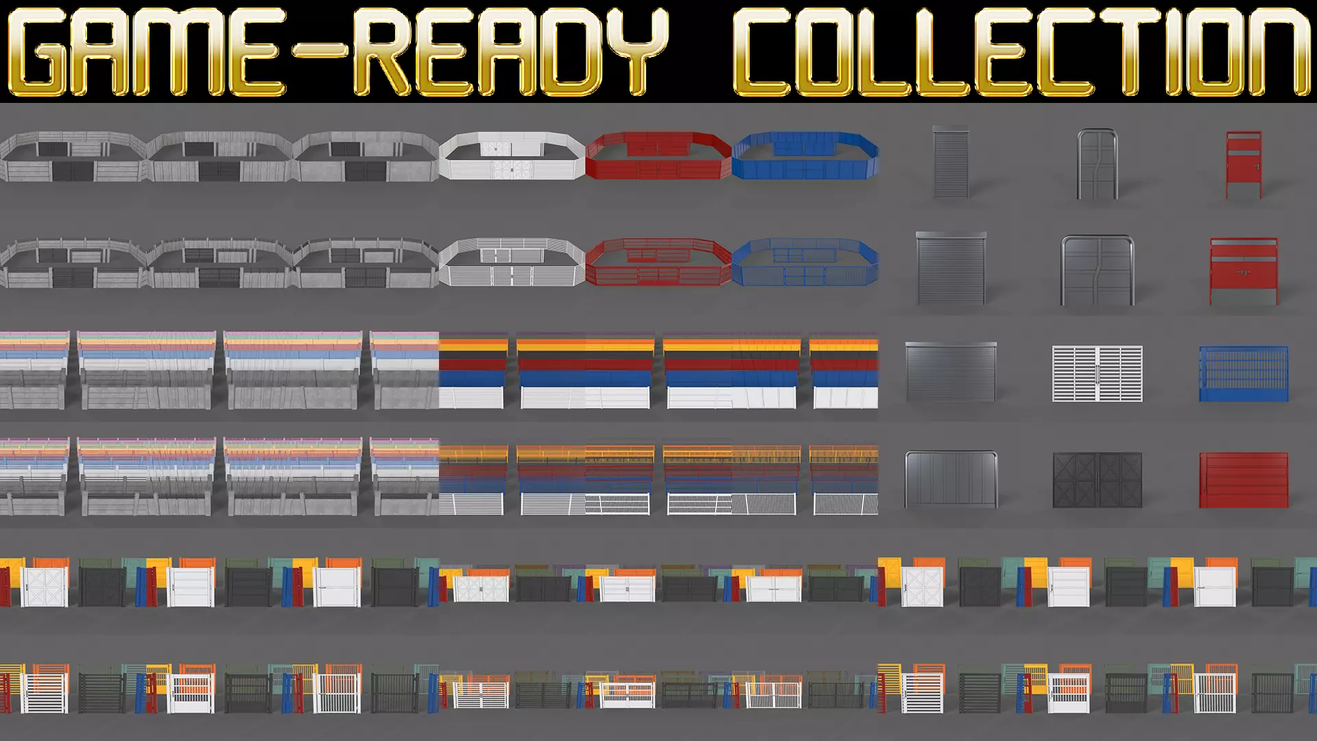 PBR Gate Fence Door Wall - 60 Models 3D Model Collection_0