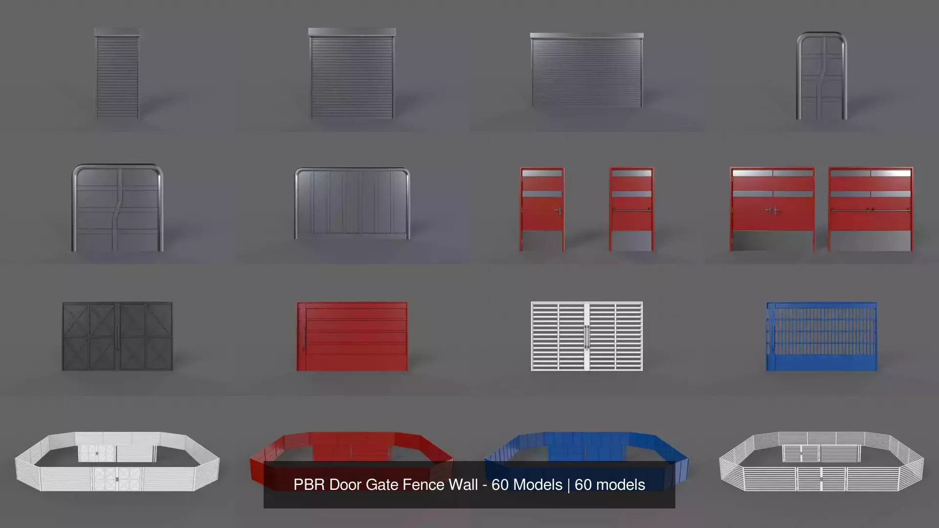 PBR Gate Fence Door Wall - 60 Models 3D Model Collection_85