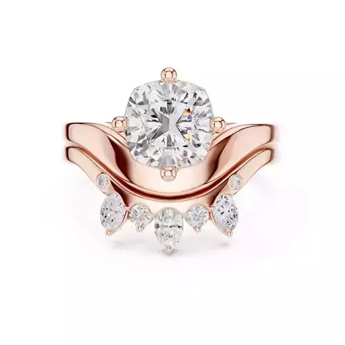Cushion Cut Solitaire Curve Stacking Ring Set 3DM STL Video