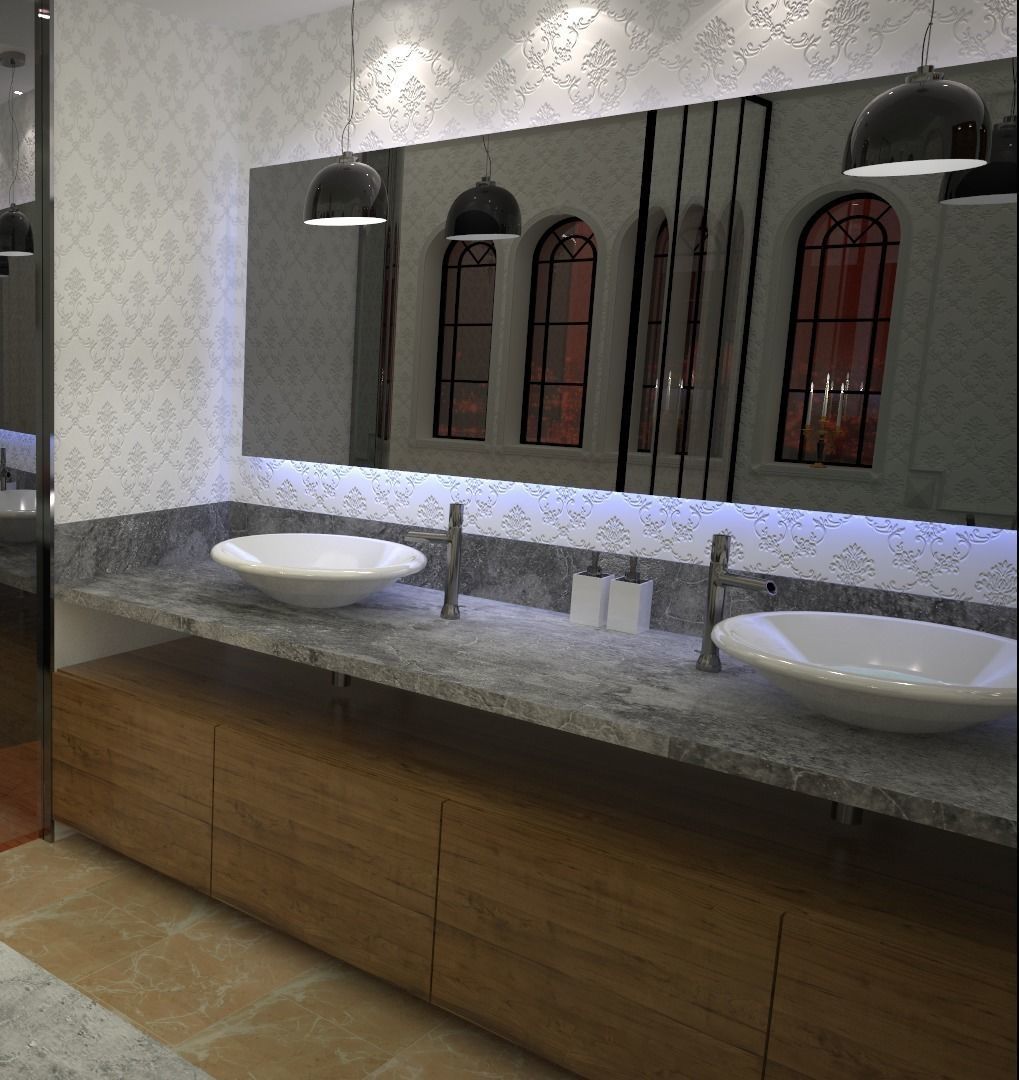 Bathroom  marble and glasses 3D model_2