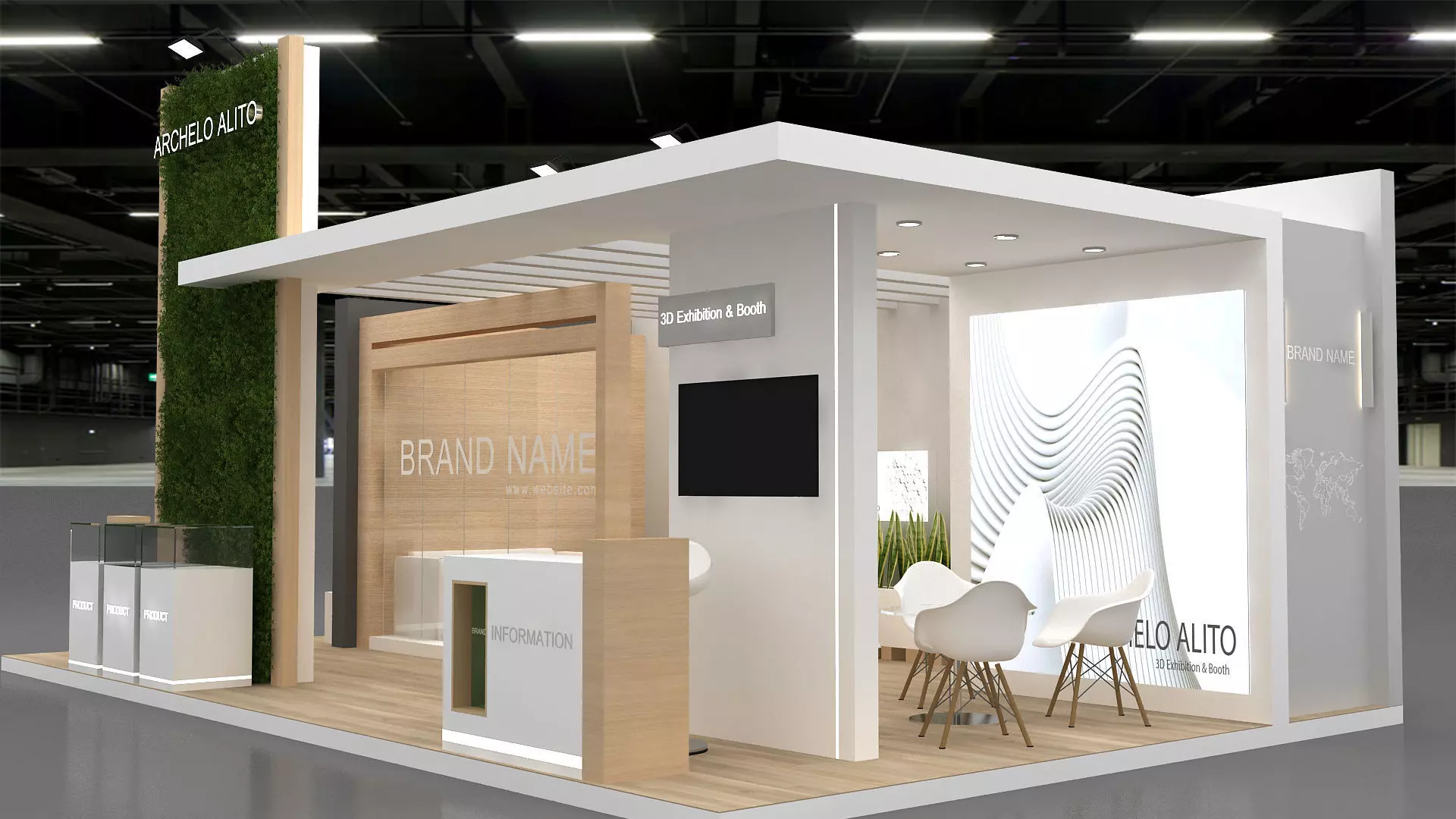 3D Exhibition Booth Model Low-poly 3D model_3