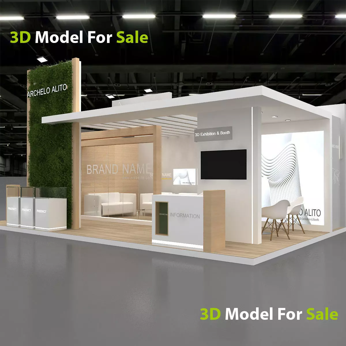 3D Exhibition Booth Model Low-poly 3D model_16