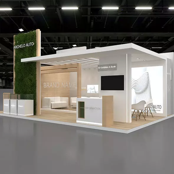 3D Exhibition Booth Model Low-poly 3D model_1