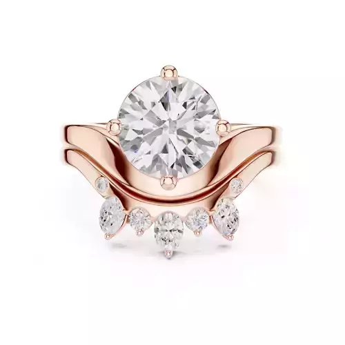 Round Cut Solitaire Curved Wedding Ring Set 3DM STL Video