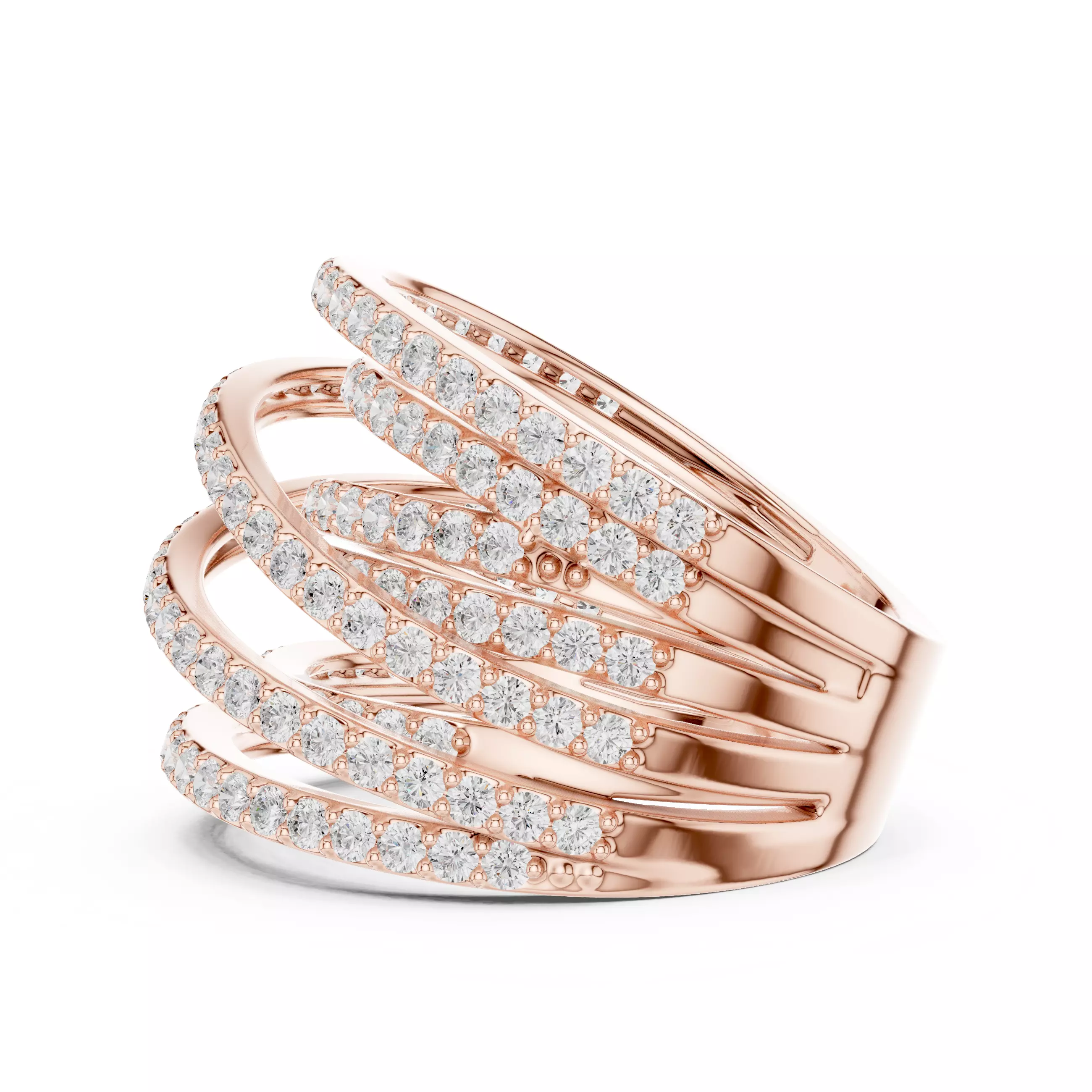 16mm Wide Cross Over Round Diamond Wedding Band 3DM STL Video 3D print model_5