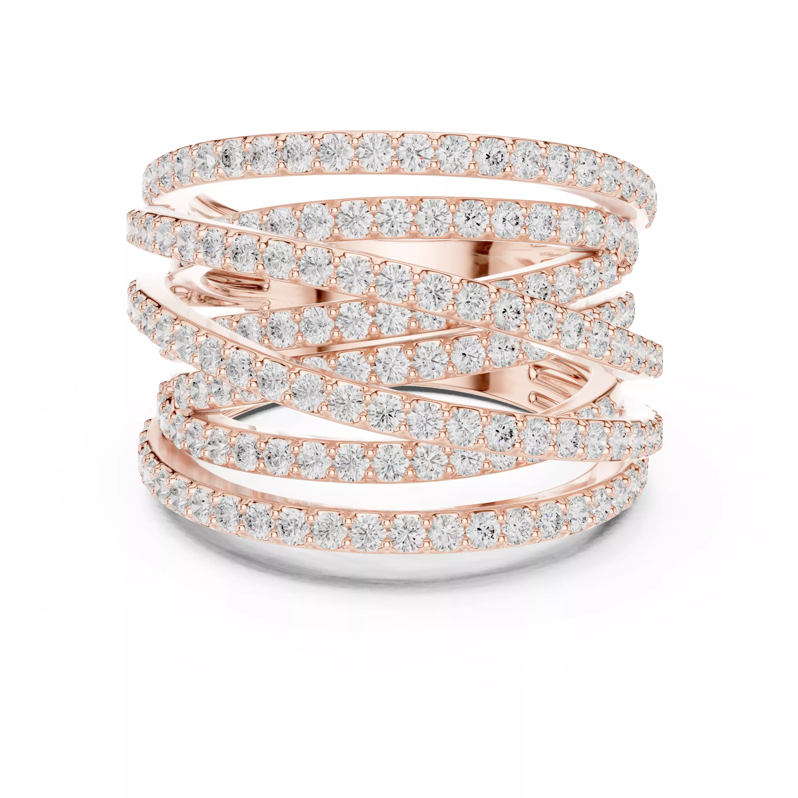 16mm Wide Cross Over Round Diamond Wedding Band 3DM STL Video 3D print model_0