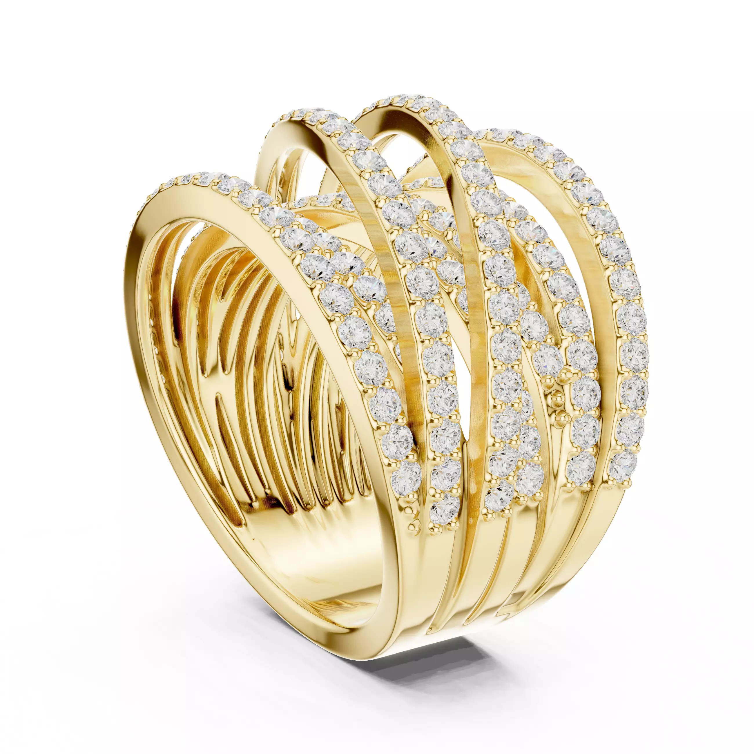 16mm Wide Cross Over Round Diamond Wedding Band 3DM STL Video 3D print model_6