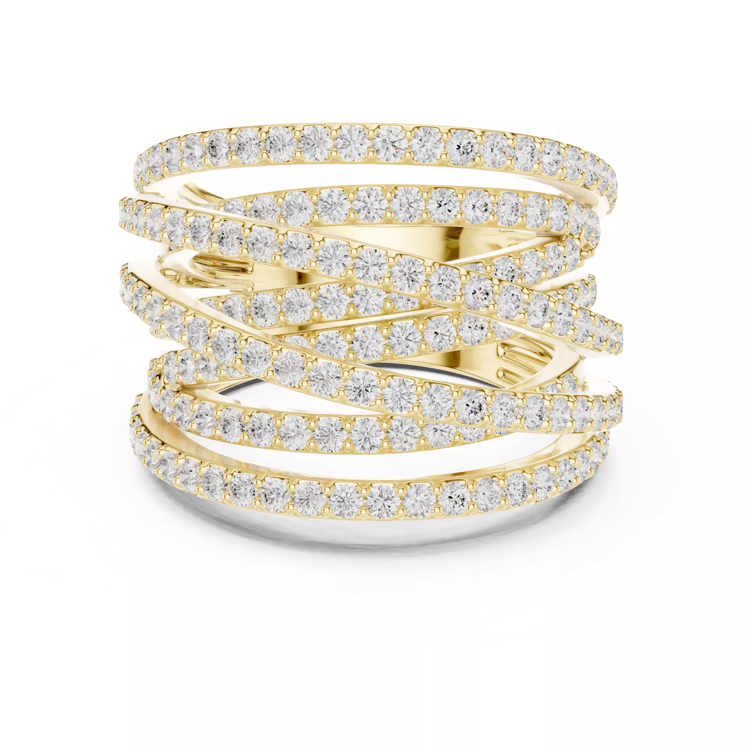 16mm Wide Cross Over Round Diamond Wedding Band 3DM STL Video 3D print model_1