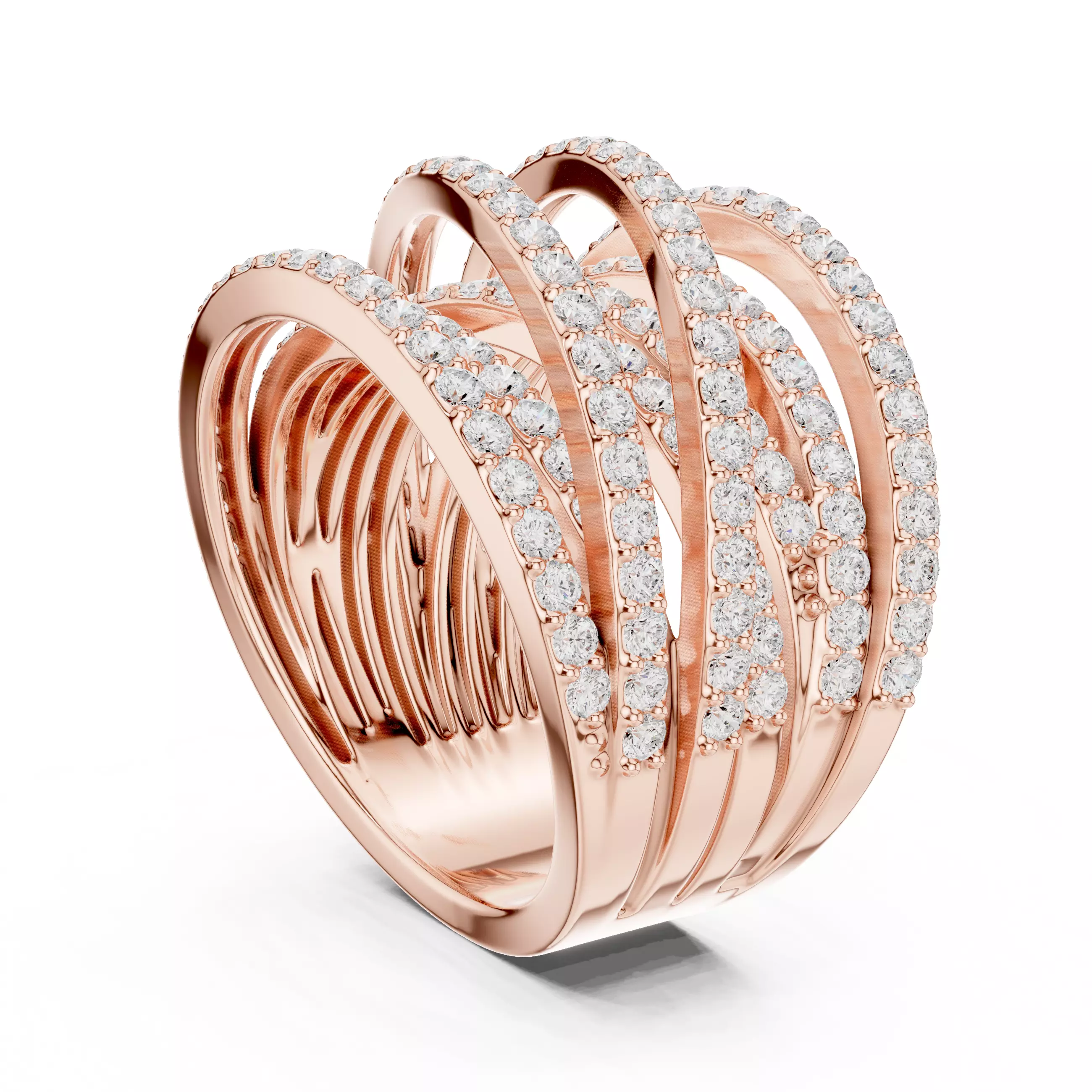 16mm Wide Cross Over Round Diamond Wedding Band 3DM STL Video 3D print model_3