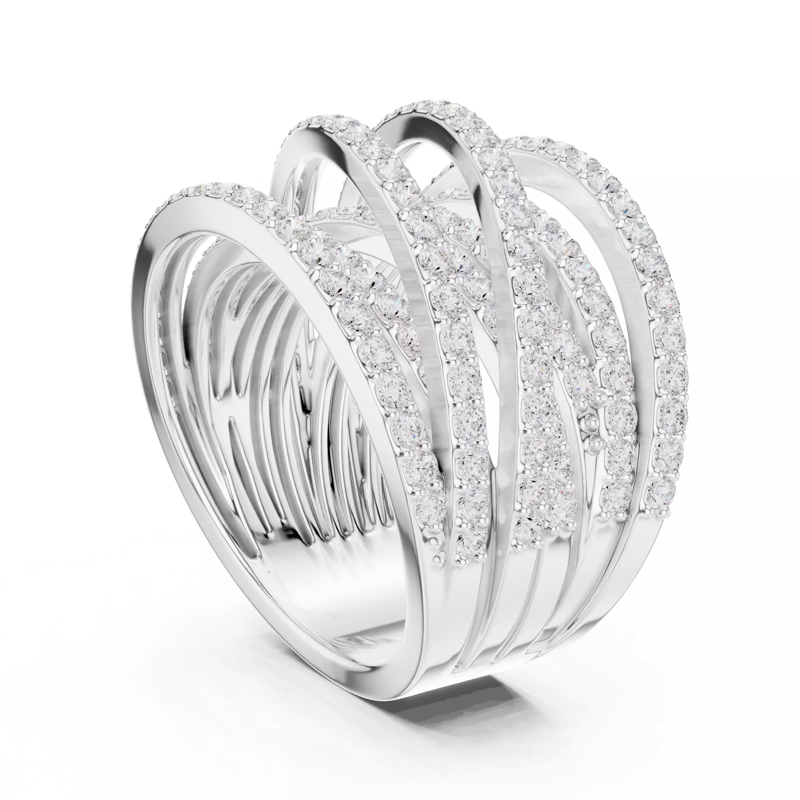 16mm Wide Cross Over Round Diamond Wedding Band 3DM STL Video 3D print model_9