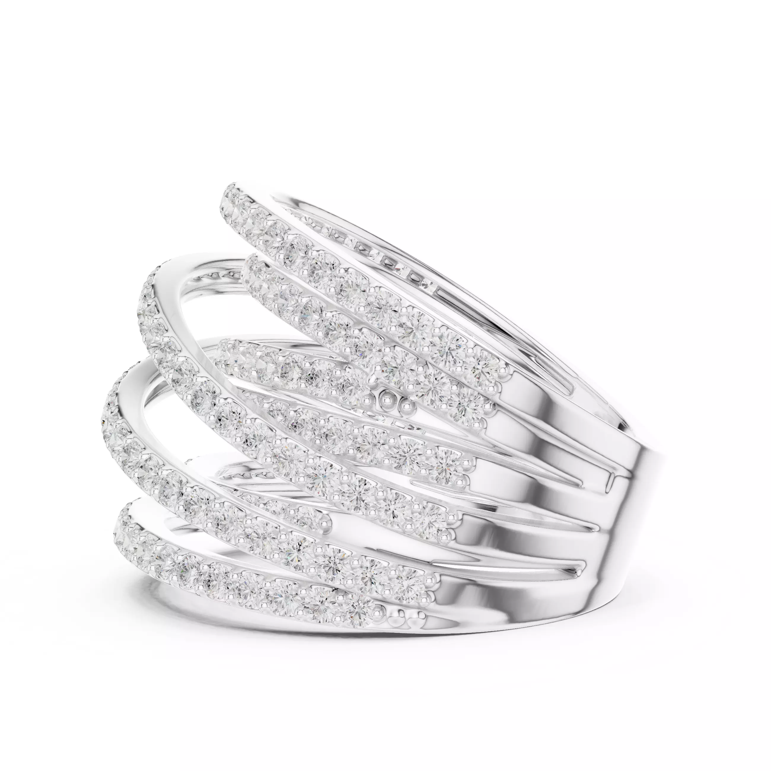 16mm Wide Cross Over Round Diamond Wedding Band 3DM STL Video 3D print model_11