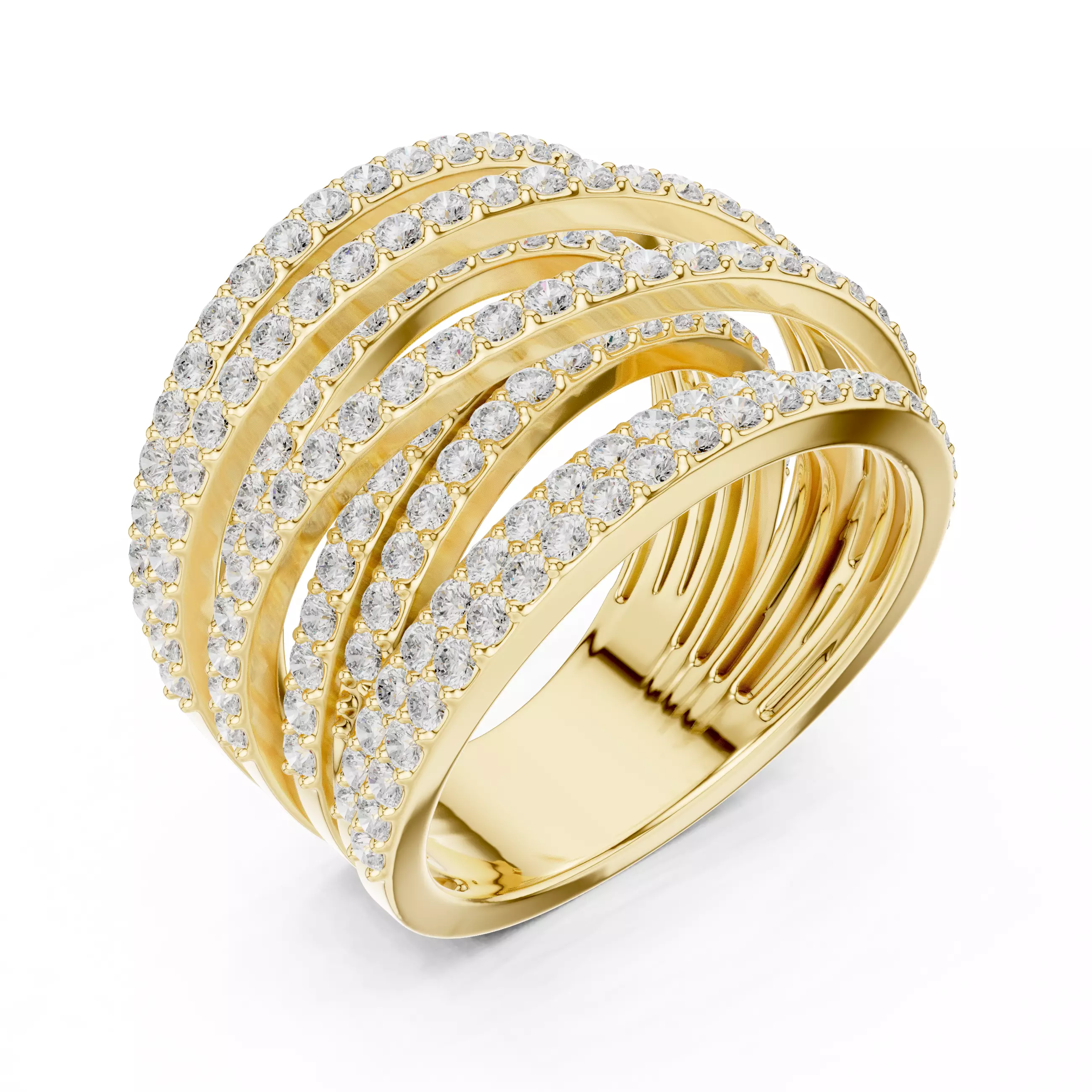 16mm Wide Cross Over Round Diamond Wedding Band 3DM STL Video 3D print model_7