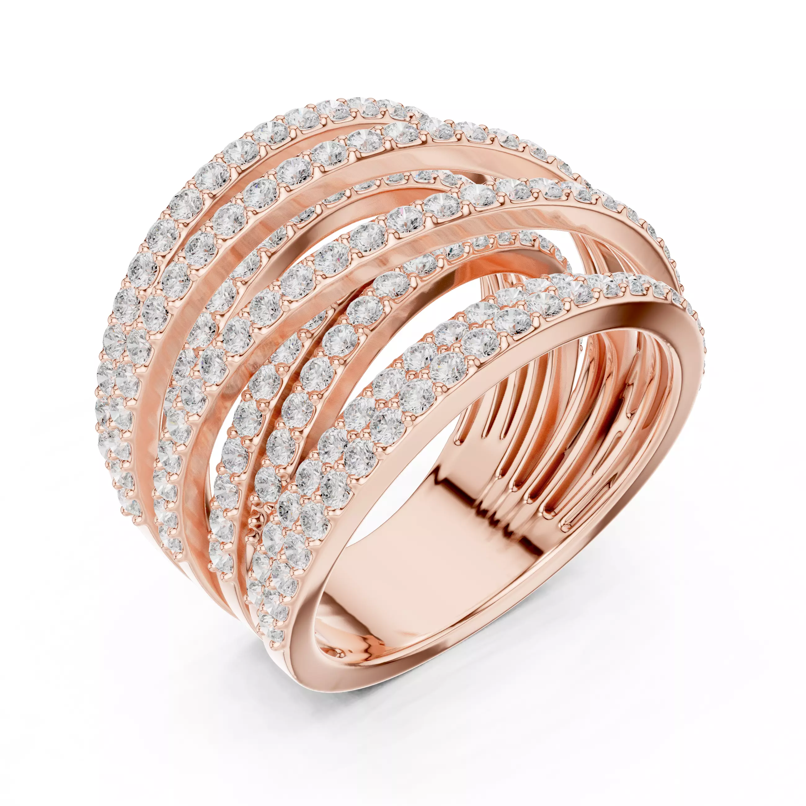 16mm Wide Cross Over Round Diamond Wedding Band 3DM STL Video 3D print model_4