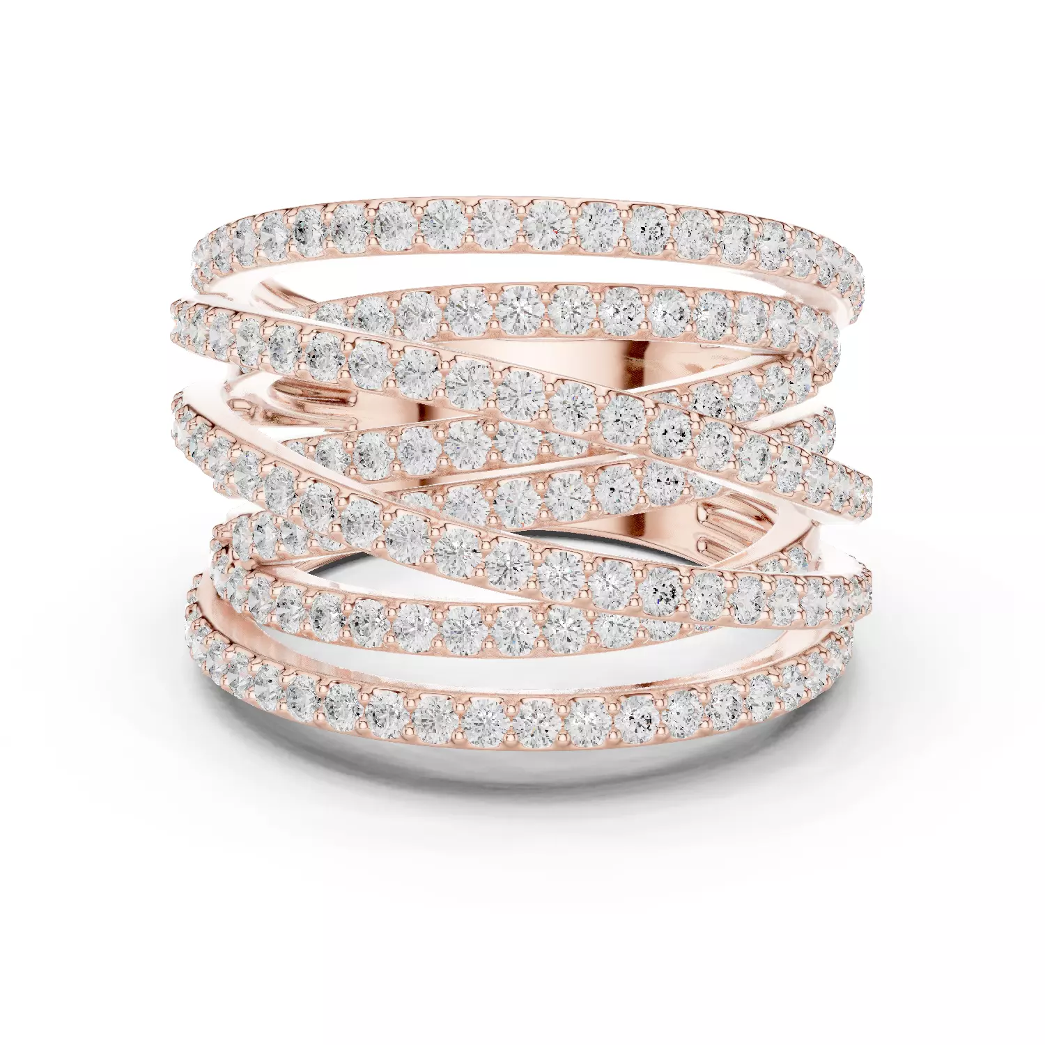 16mm Wide Cross Over Round Diamond Wedding Band 3DM STL Video 3D print model_12