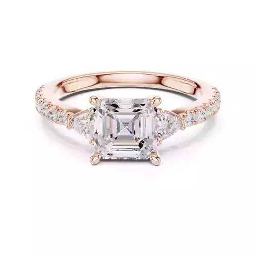 Asscher and Trillion Cut Engagement Wedding Ring 3DM STL Video 3D print model