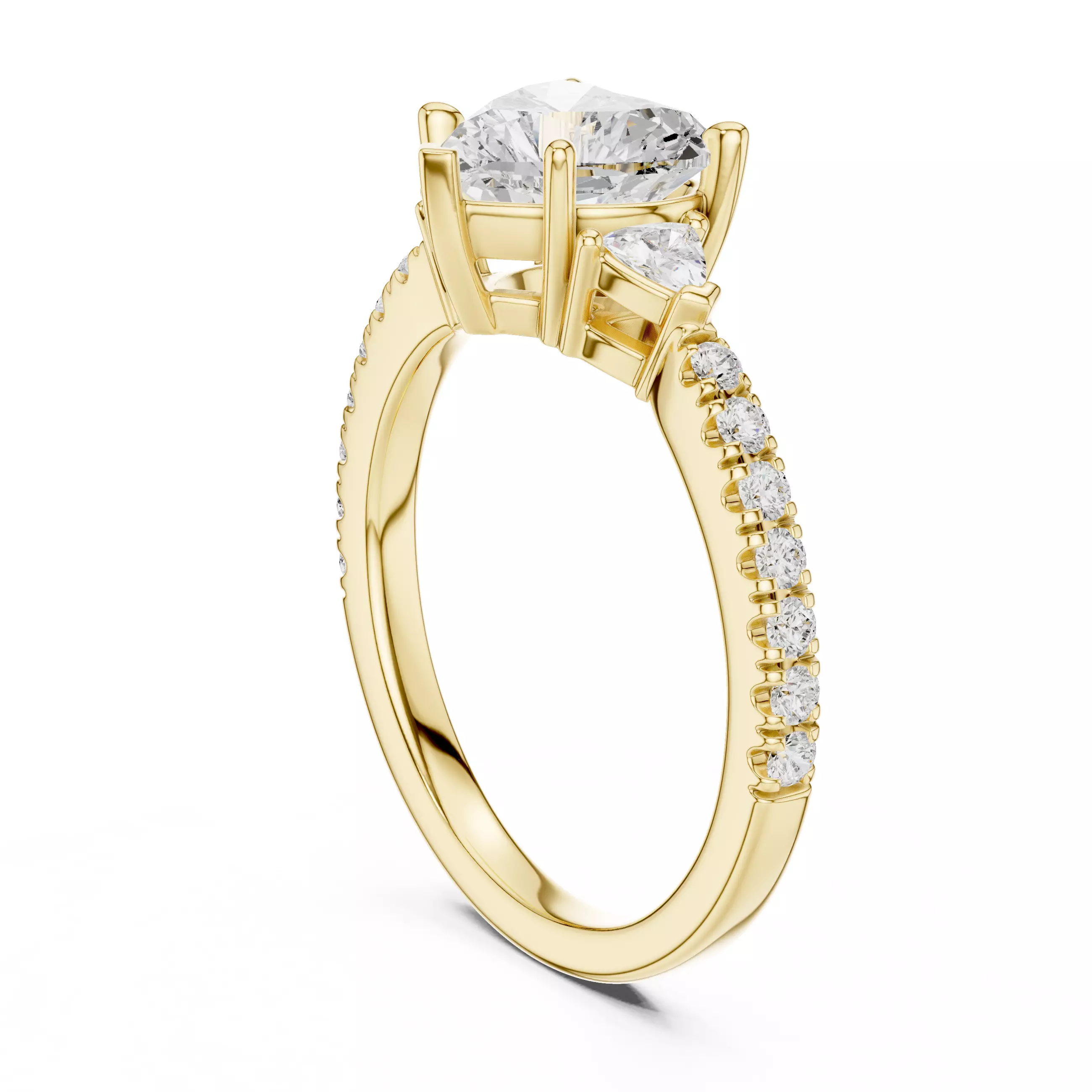 Heart and Trillion Cut Engagement Wedding Ring 3DM STL Video 3D print model_6