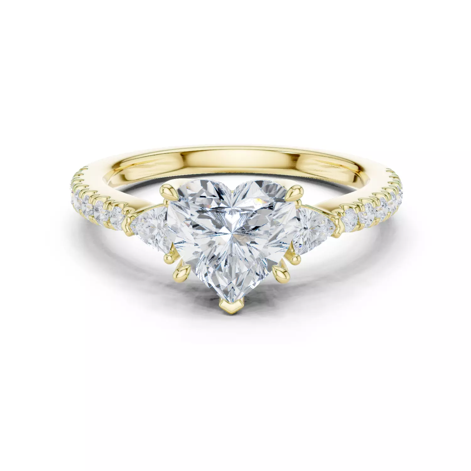 Heart and Trillion Cut Engagement Wedding Ring 3DM STL Video 3D print model_13