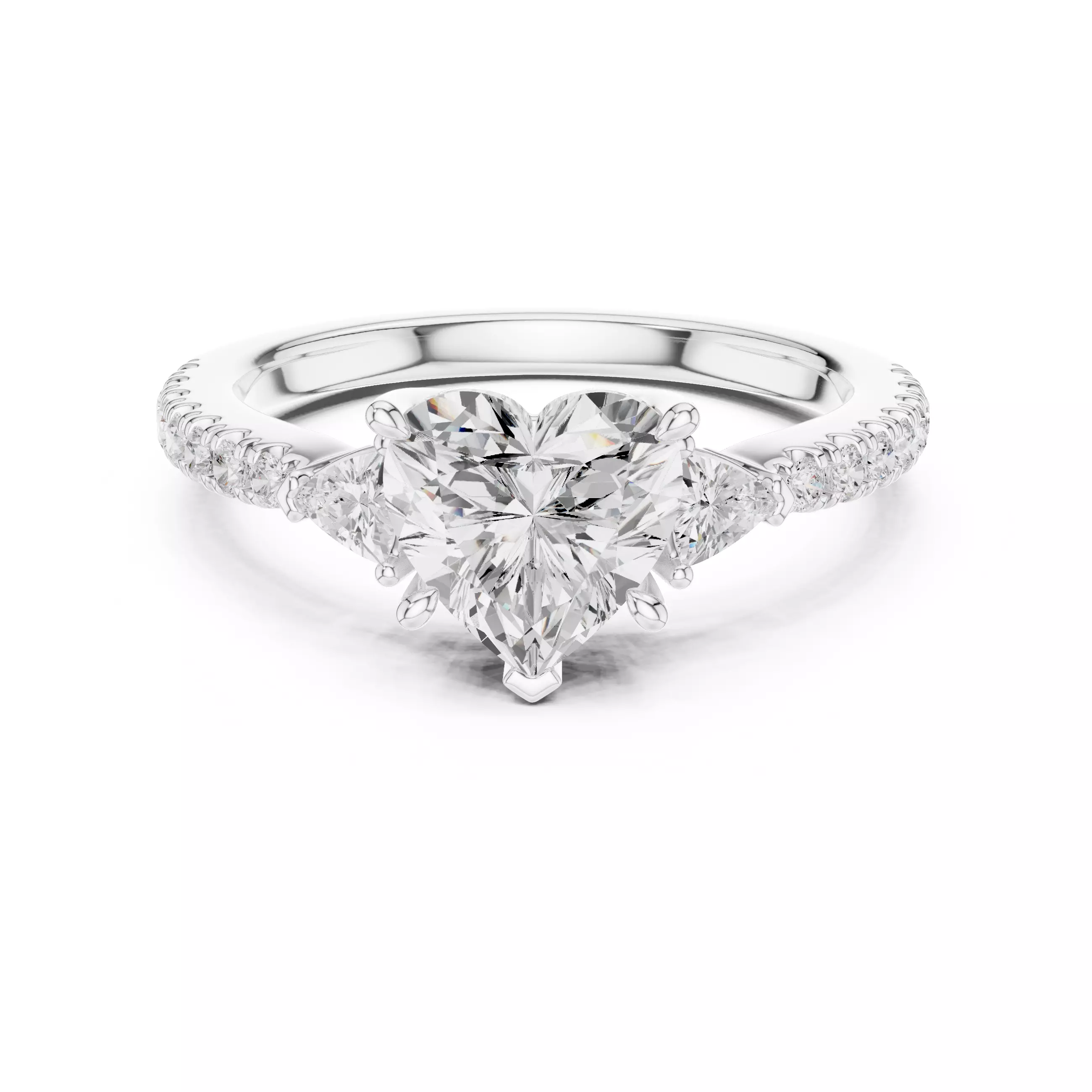 Heart and Trillion Cut Engagement Wedding Ring 3DM STL Video 3D print model_2