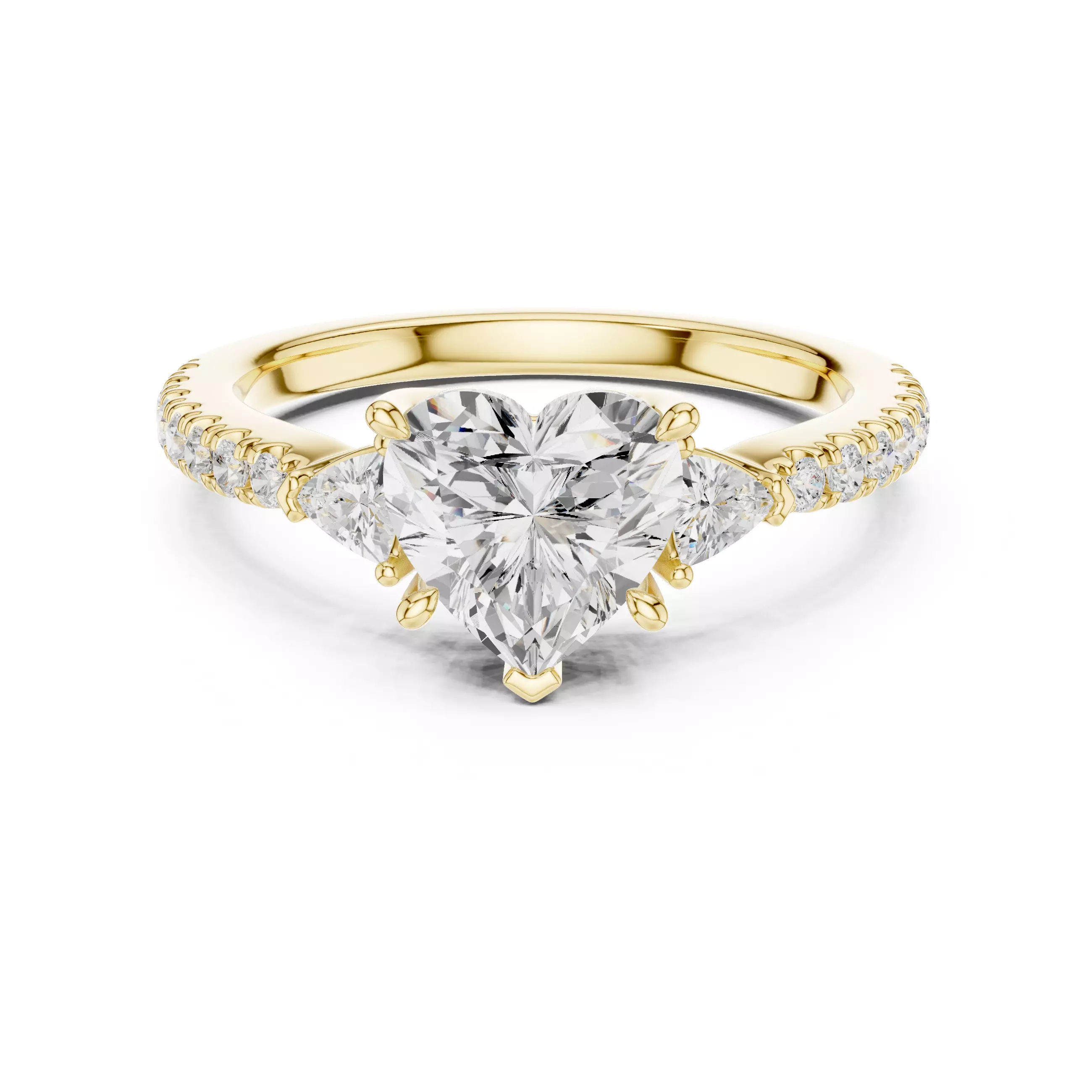 Heart and Trillion Cut Engagement Wedding Ring 3DM STL Video 3D print model_1