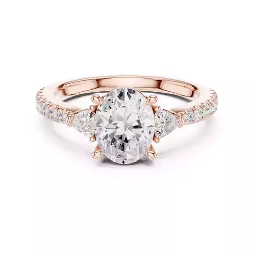 Oval and Trillion Cut Engagement Wedding Ring 3DM STL Video 3D print model