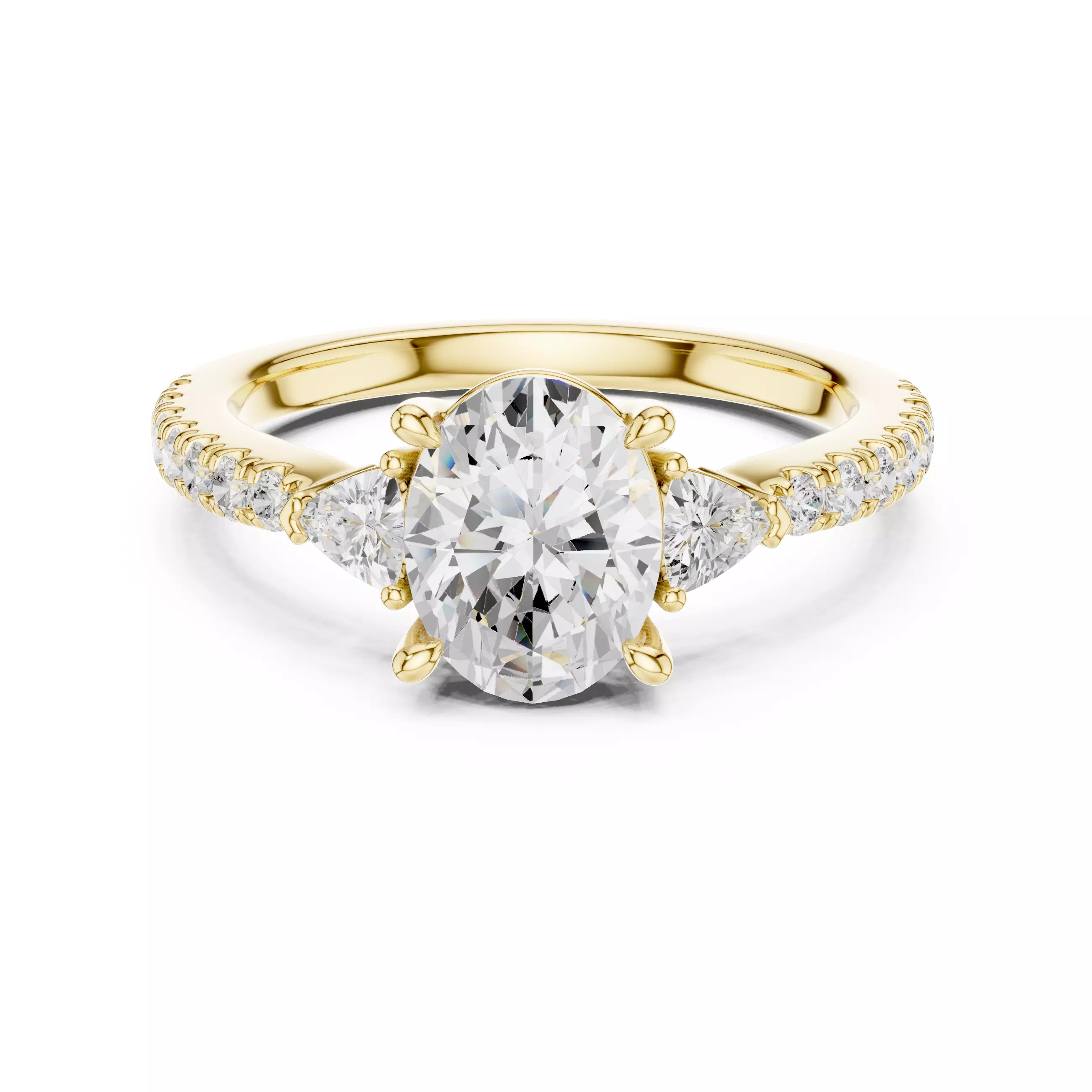 Oval and Trillion Cut Engagement Wedding Ring 3DM STL Video 3D print model_1