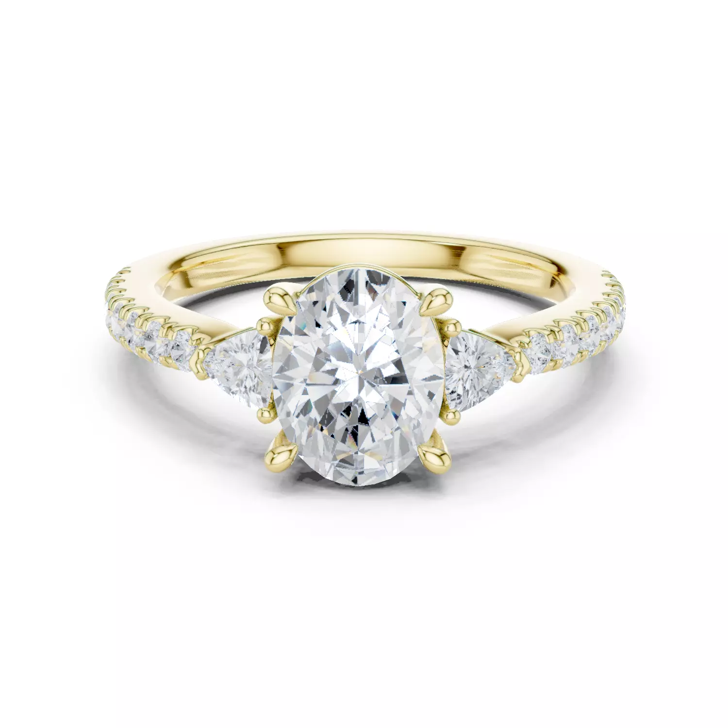 Oval and Trillion Cut Engagement Wedding Ring 3DM STL Video 3D print model_13