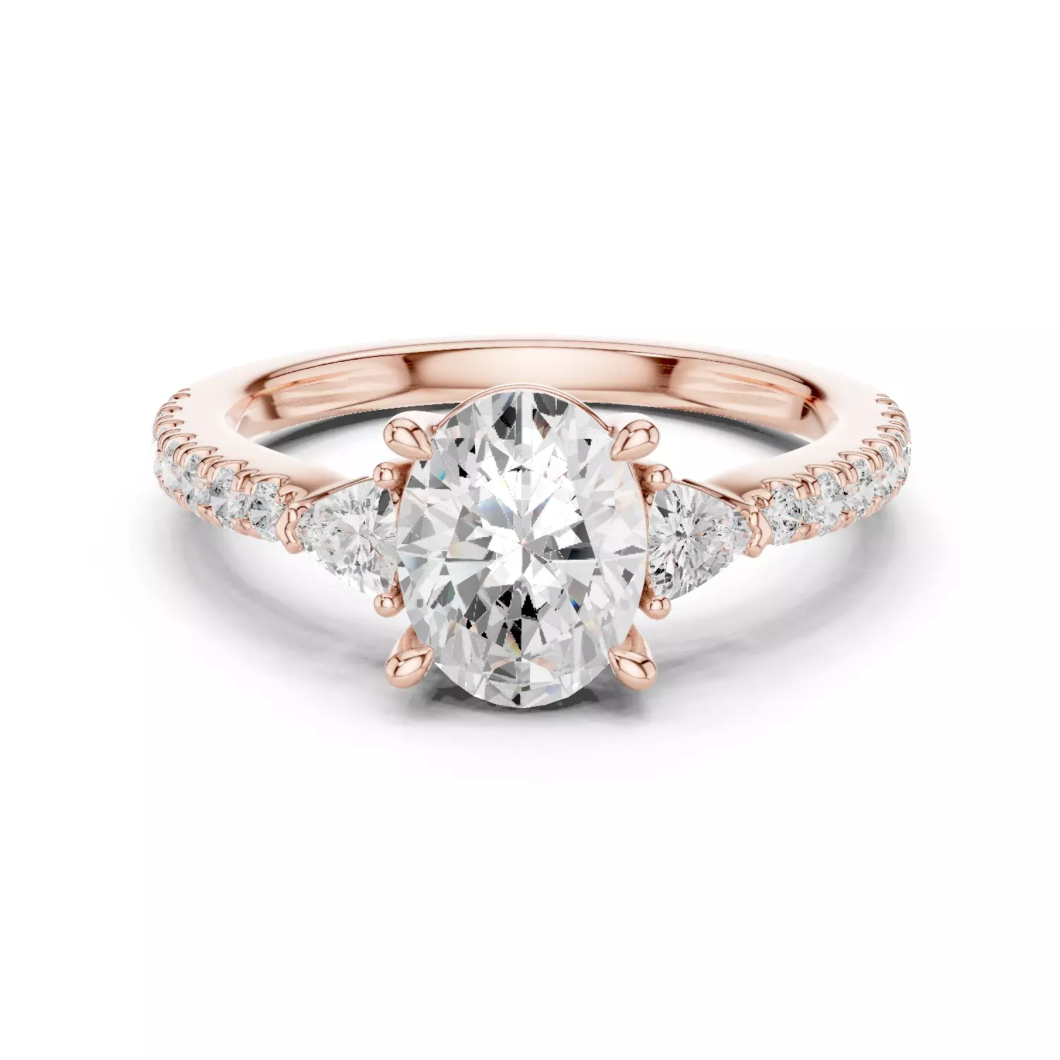 Oval and Trillion Cut Engagement Wedding Ring 3DM STL Video 3D print model_12