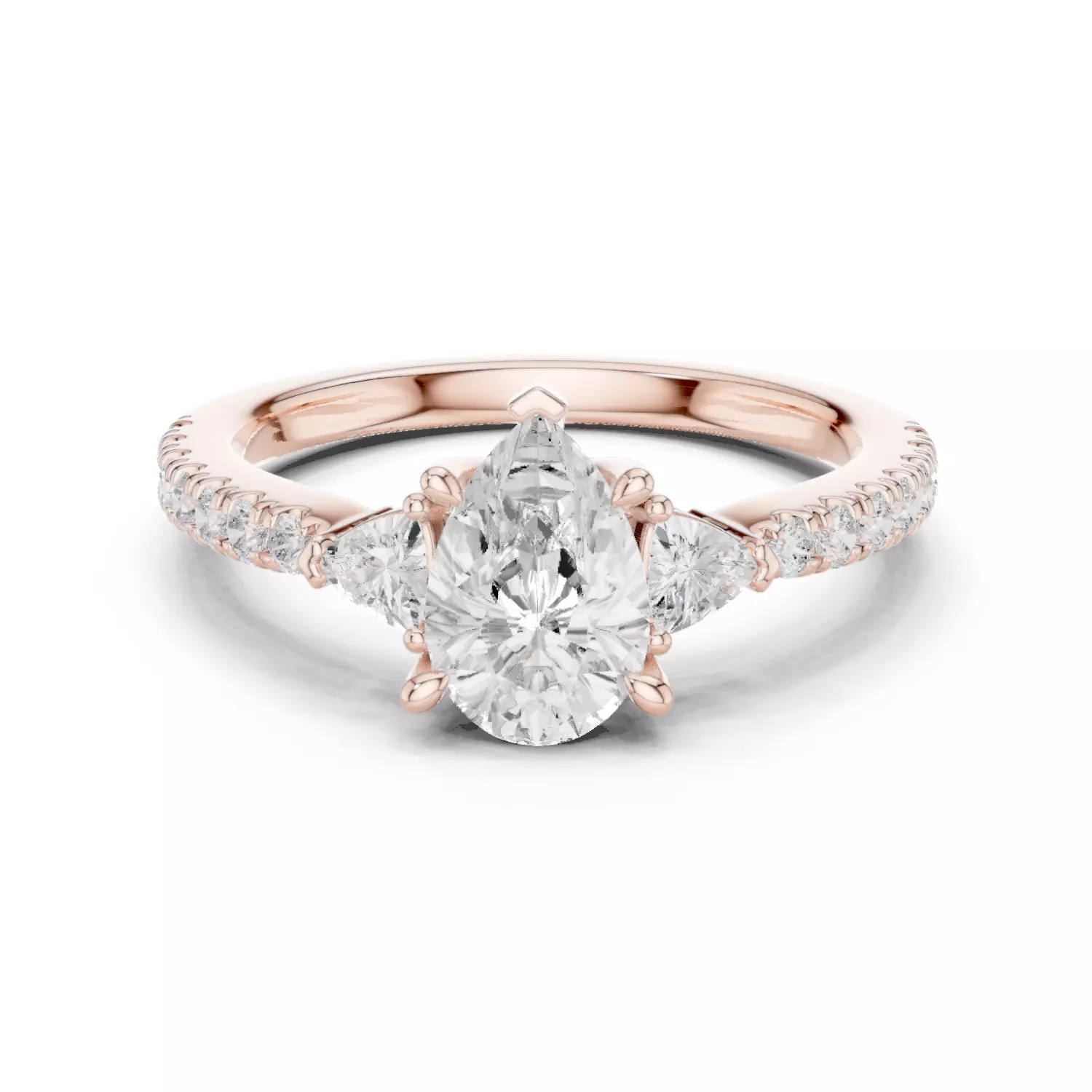 Pear and Trillion Cut Engagement Wedding Ring 3DM STL Video 3D print model_12