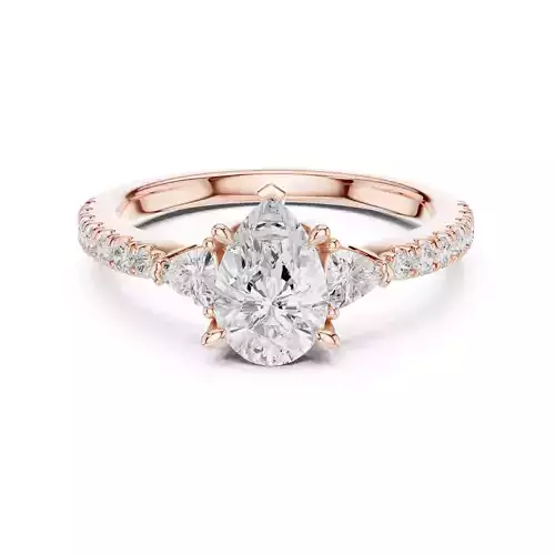 Pear and Trillion Cut Engagement Wedding Ring 3DM STL Video 3D print model