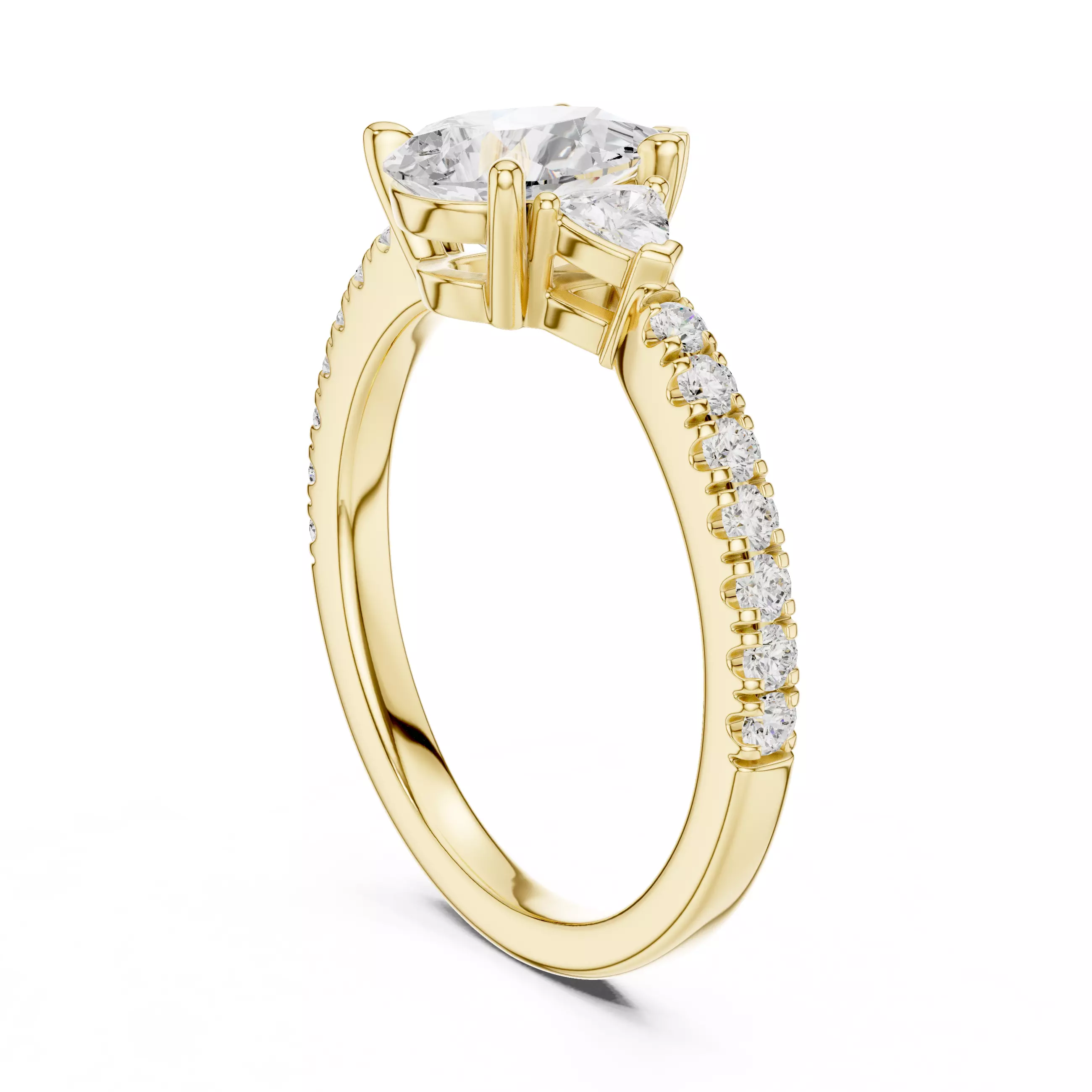 Pear and Trillion Cut Engagement Wedding Ring 3DM STL Video 3D print model_6