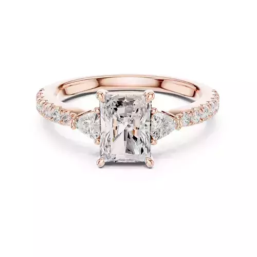 Radiant and Trillion Cut Engagement Wedding Ring 3DM STL Video