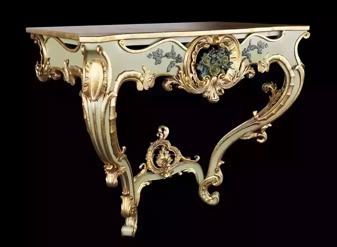 ITALIAN GREEN-PAINTED AND PARCEL-GILT CONSOLES TABLE 