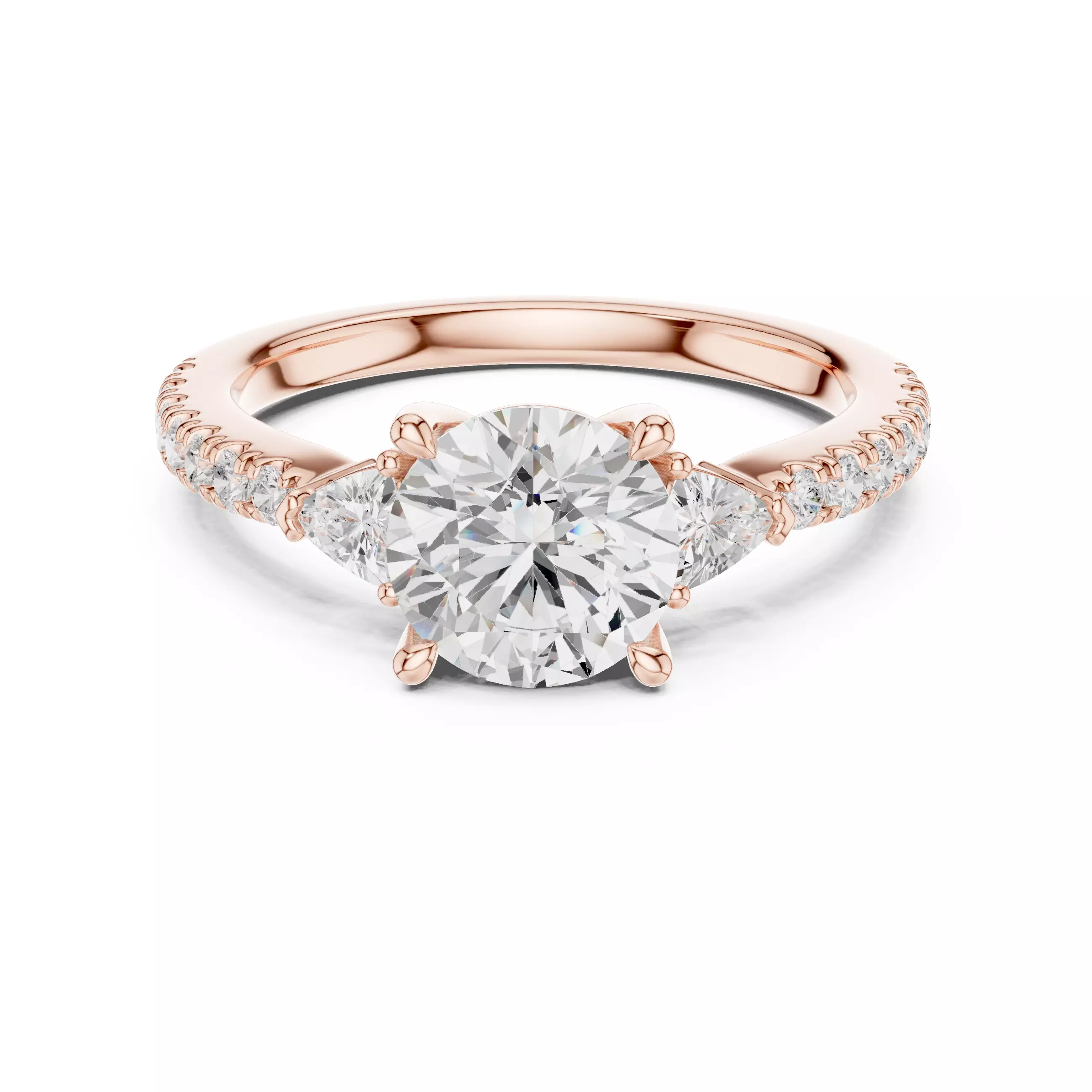Round and Trillion Cut Engagement Wedding Ring 3DM STL Video 3D print model