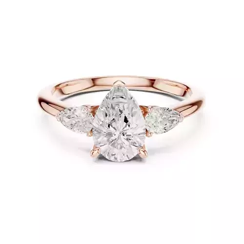 Three Stone Pear Diamond Engagement Wedding Ring 3DM STL Video