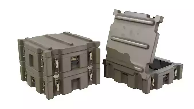 Modular Animated Military Storage Case Waterproof Container Low-poly 3D model