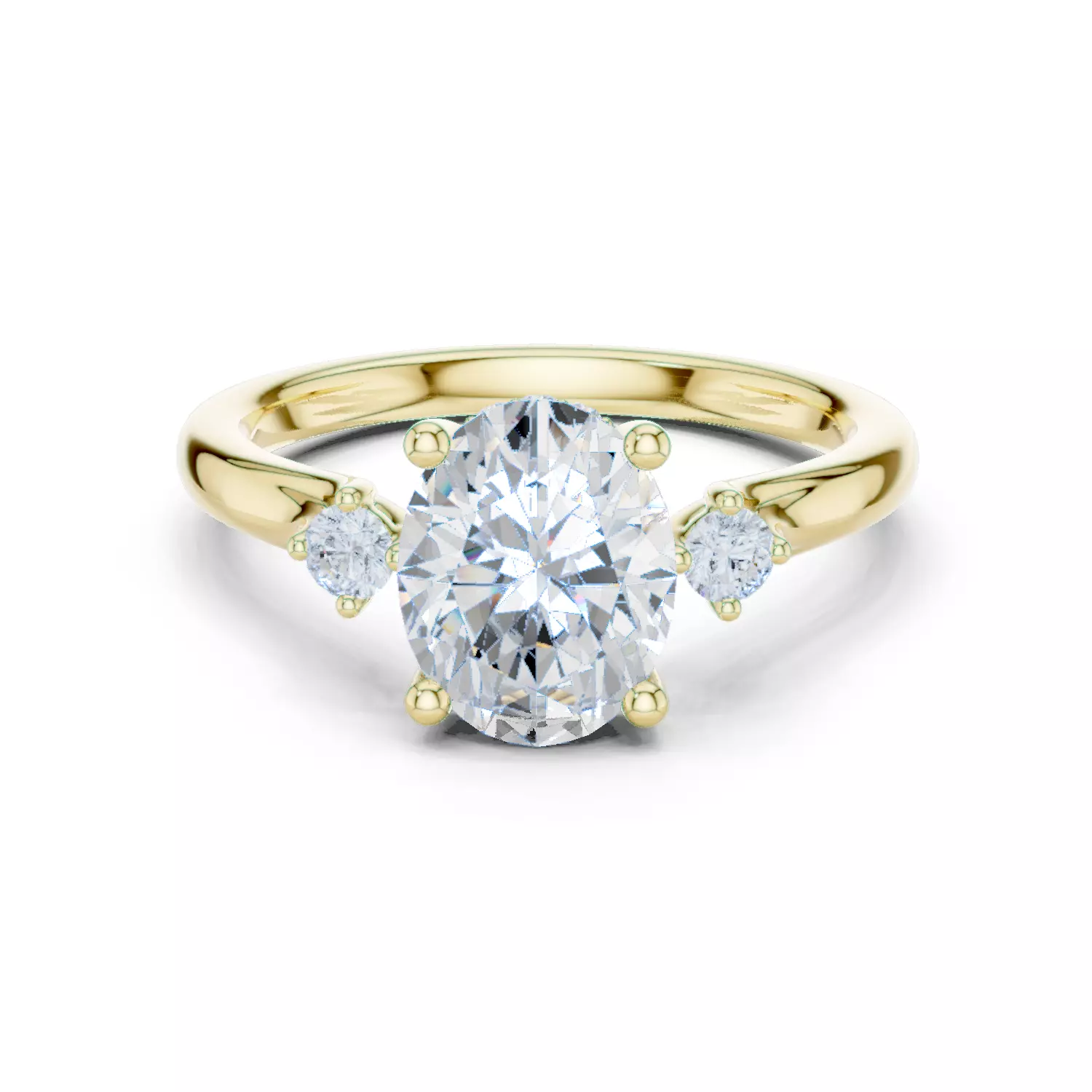 Oval Cut Diamond Three Stone Engagement Ring 3DM STL Video 3D print model_13