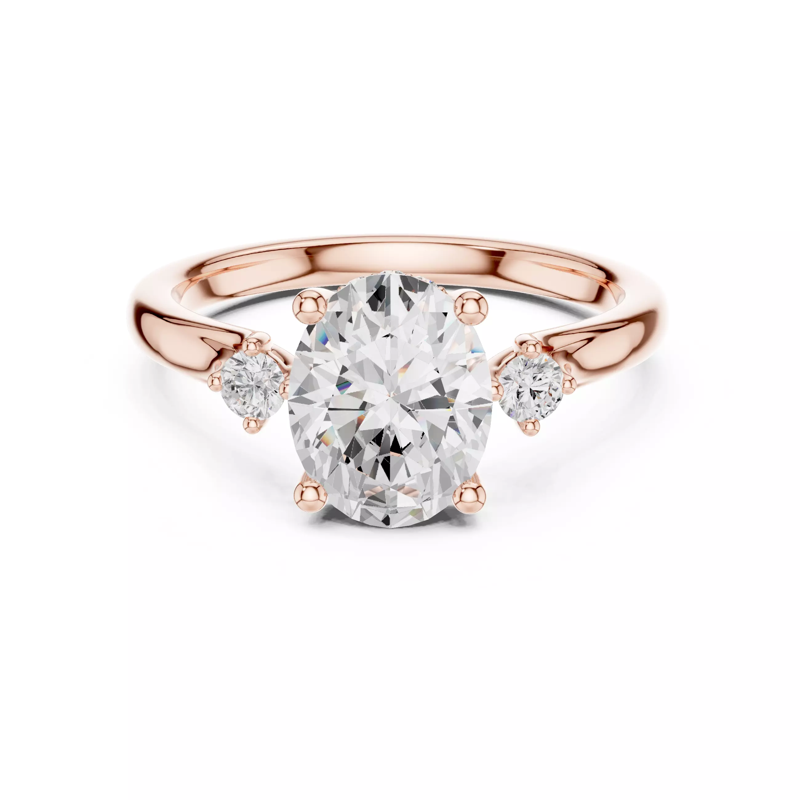 Oval Cut Diamond Three Stone Engagement Ring 3DM STL Video 3D print model_0