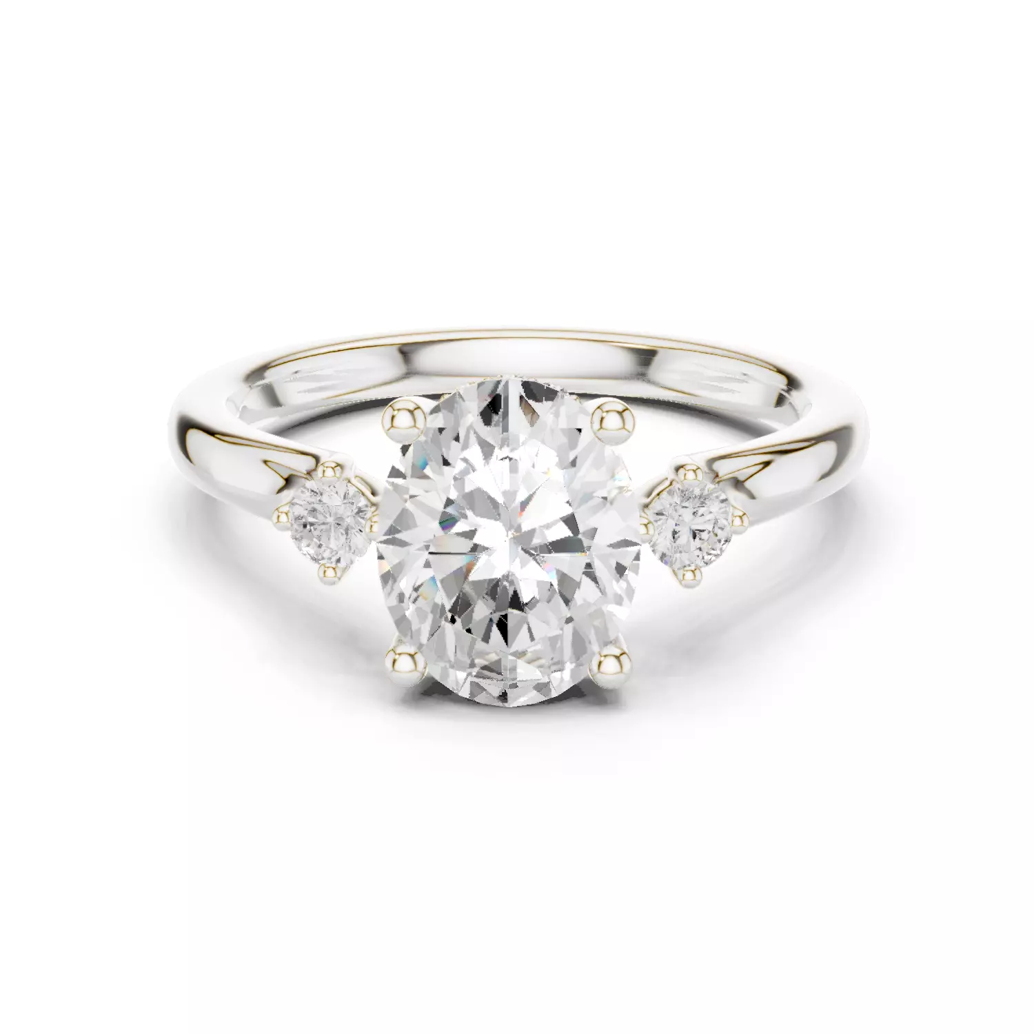 Oval Cut Diamond Three Stone Engagement Ring 3DM STL Video 3D print model_14