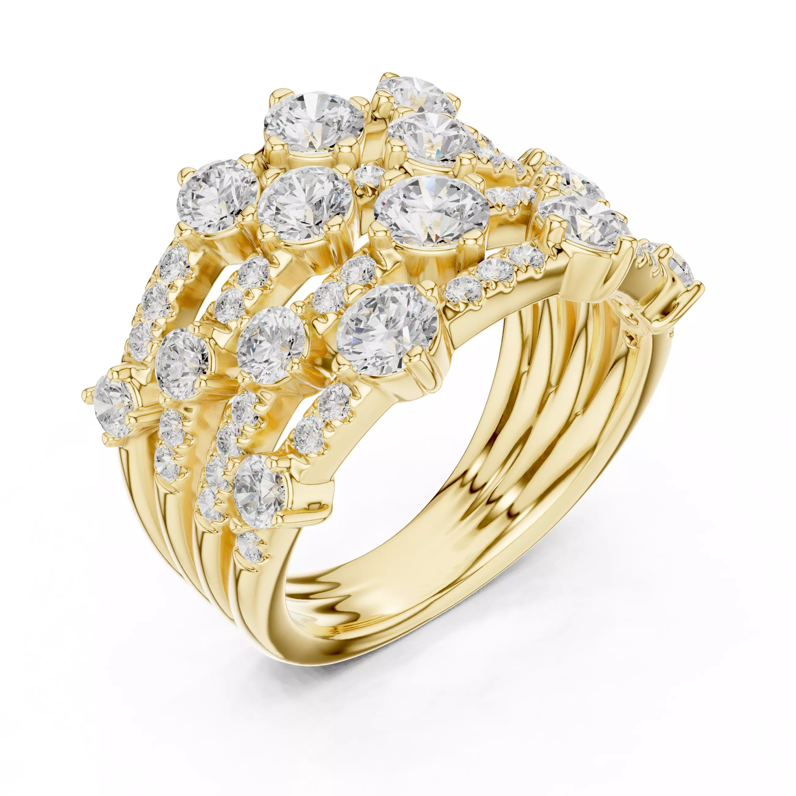 20mm Wide Round Cut Bubble Diamond Wedding Band 3DM STL Video 3D print model_7