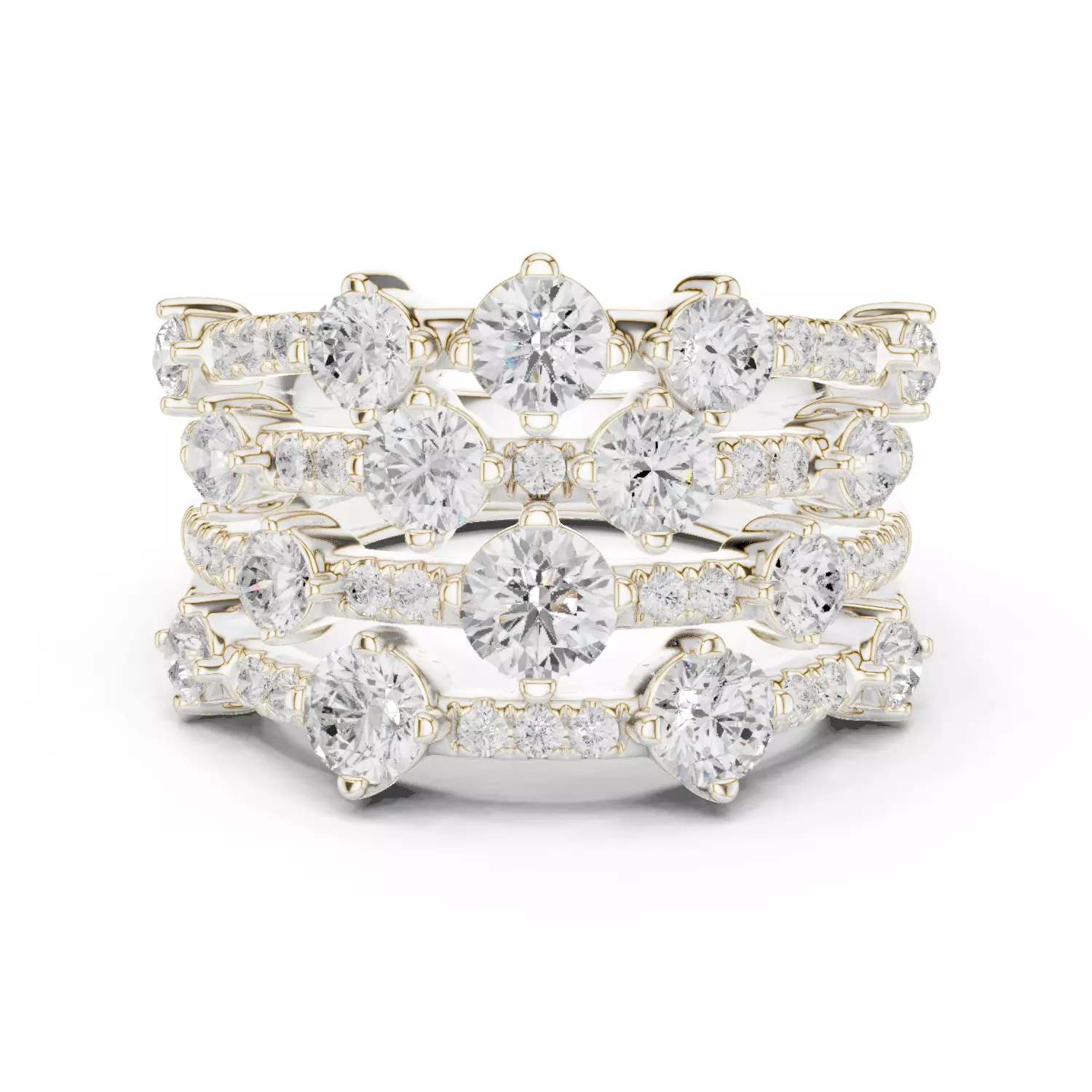 20mm Wide Round Cut Bubble Diamond Wedding Band 3DM STL Video 3D print model_14