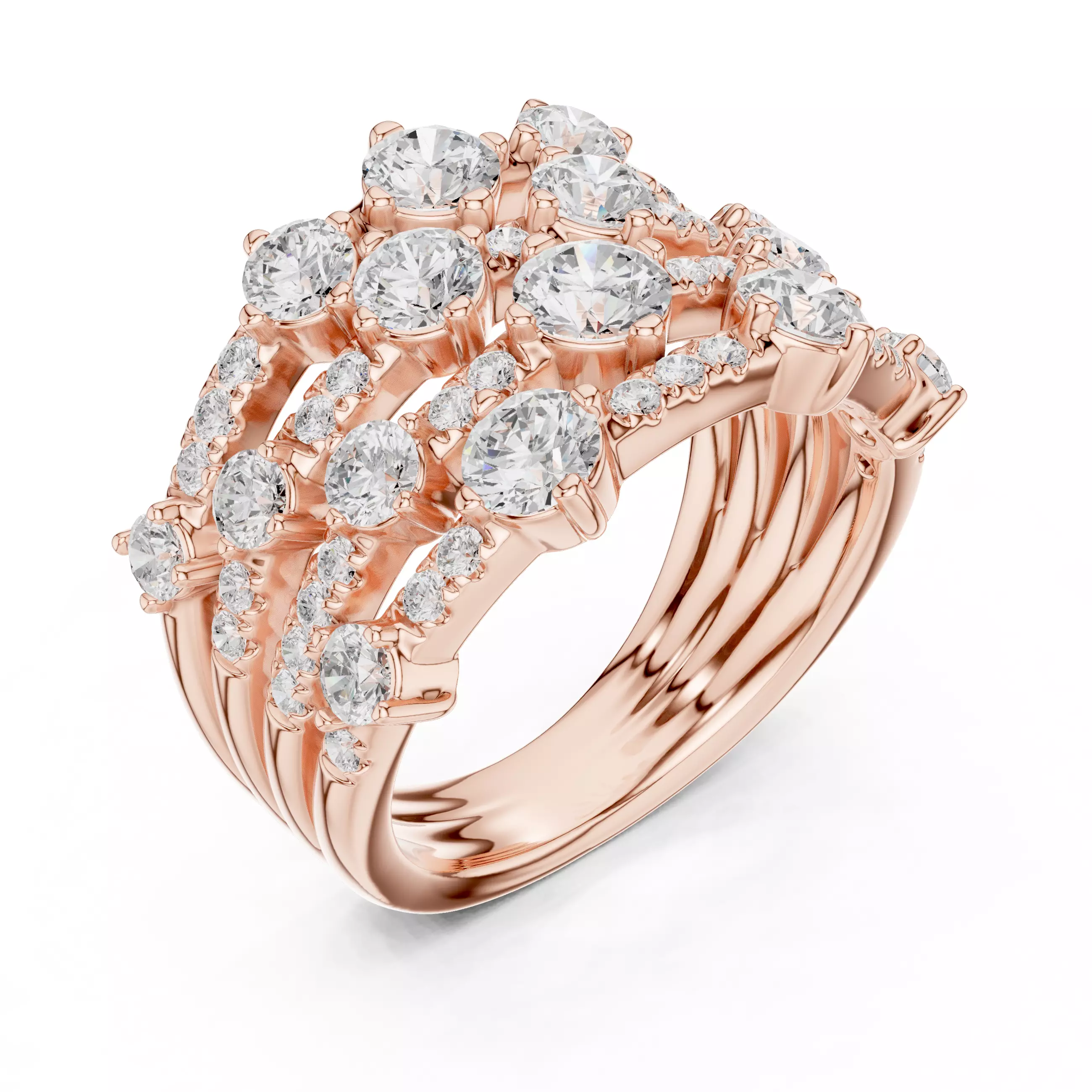 20mm Wide Round Cut Bubble Diamond Wedding Band 3DM STL Video 3D print model_4