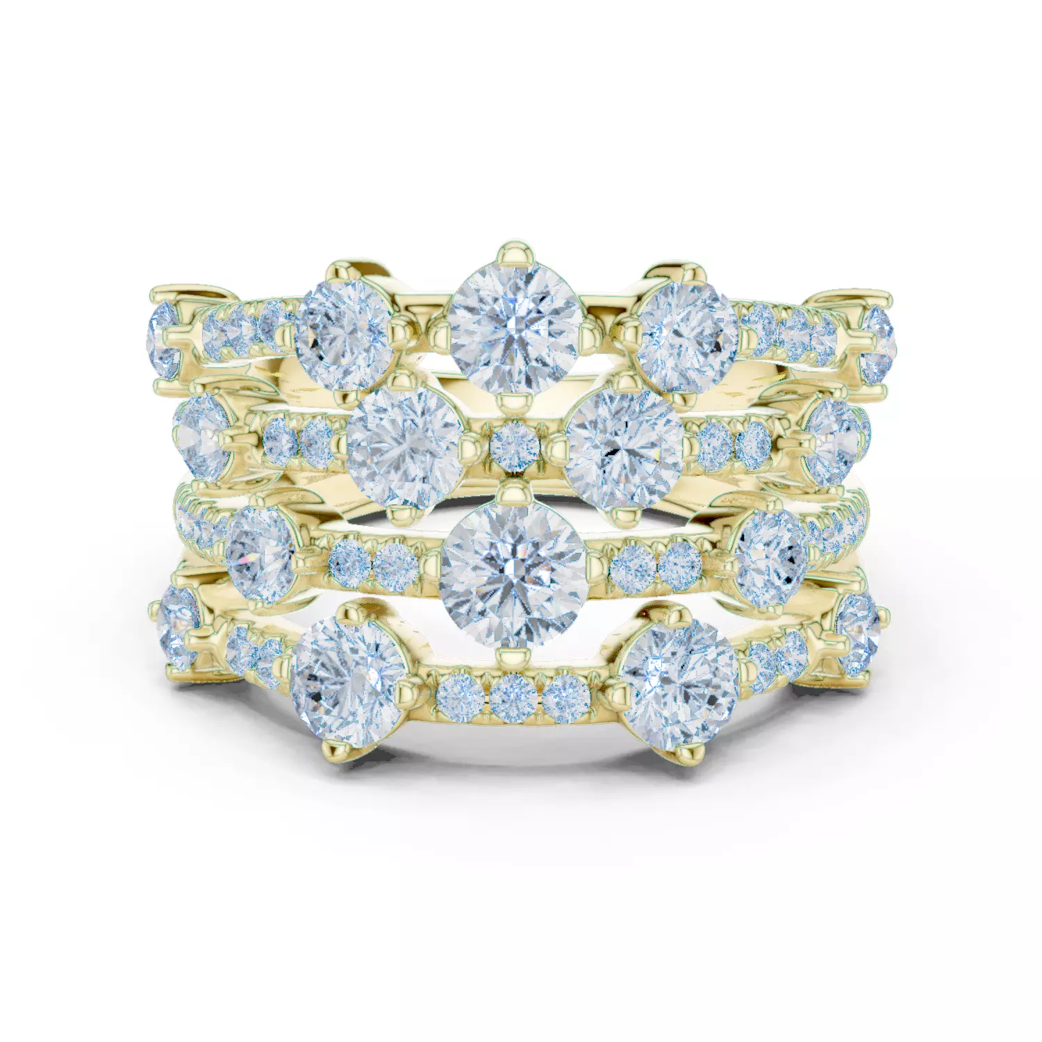 20mm Wide Round Cut Bubble Diamond Wedding Band 3DM STL Video 3D print model_13