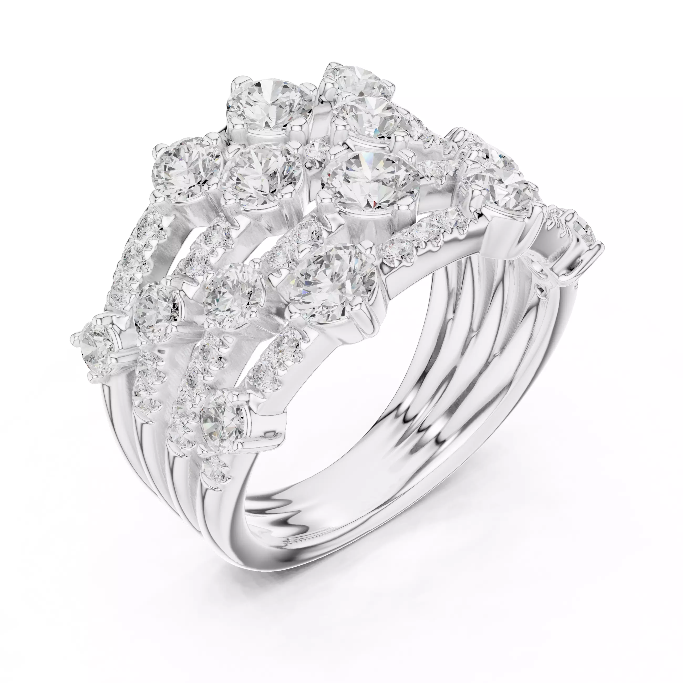 20mm Wide Round Cut Bubble Diamond Wedding Band 3DM STL Video 3D print model_10