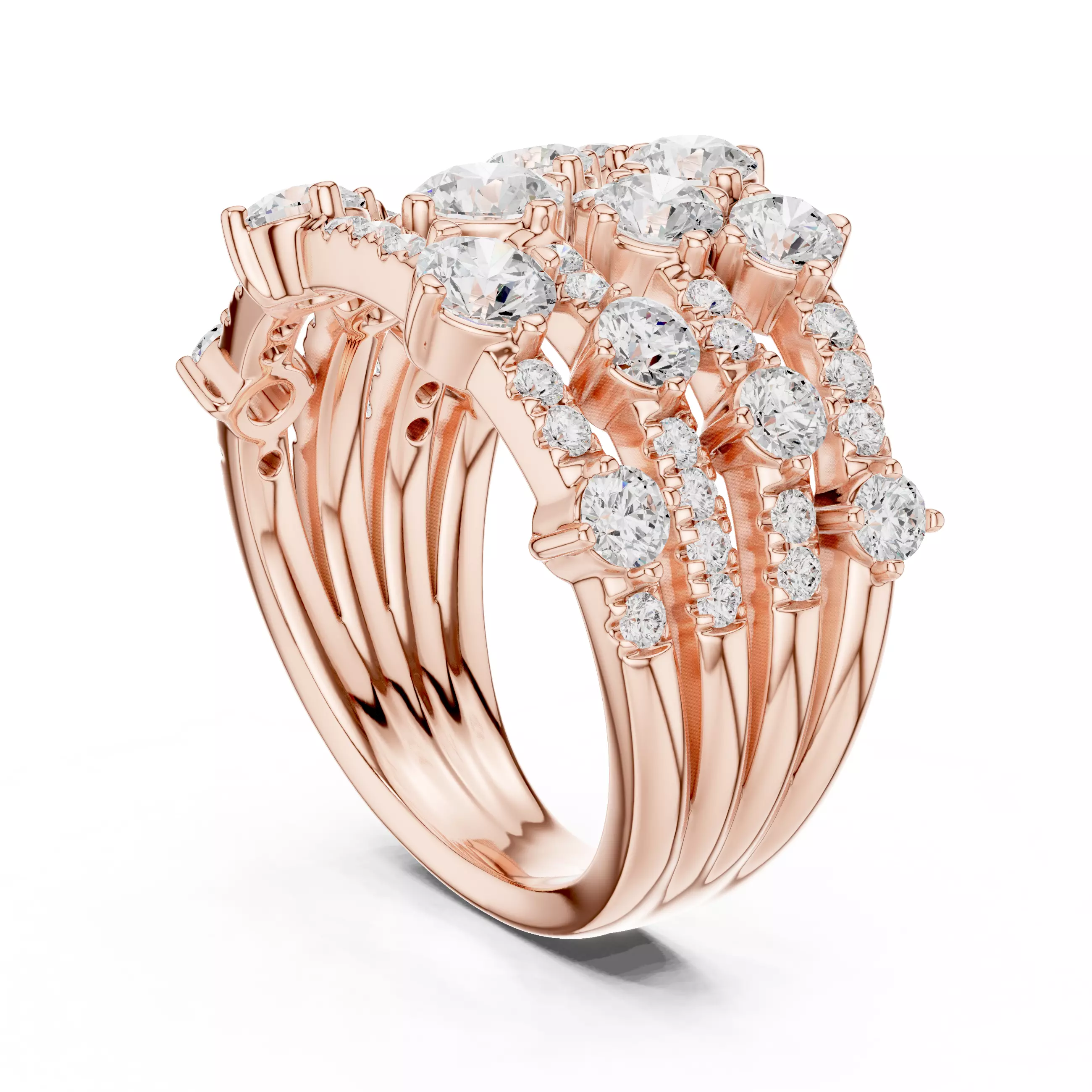 20mm Wide Round Cut Bubble Diamond Wedding Band 3DM STL Video 3D print model_3