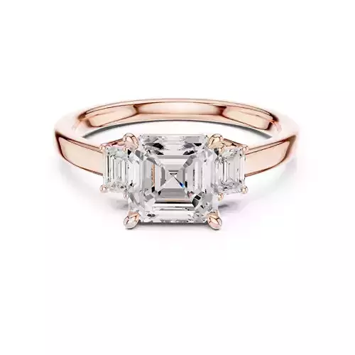 Three Stone Asscher and Emerald Cut Wedding Ring 3DM STL Video