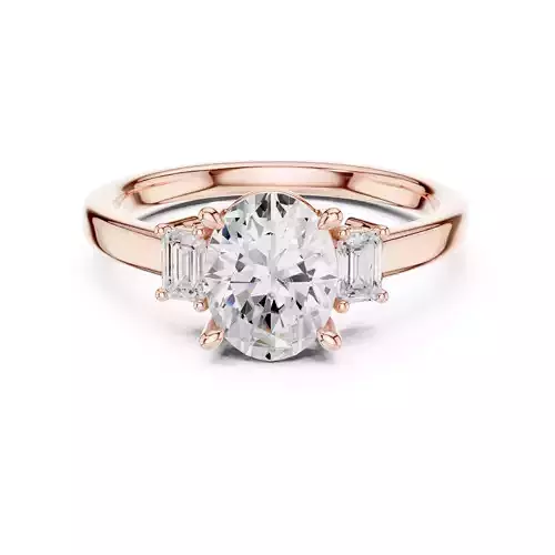 Three Stone Oval and Emerald Cut Engagement Ring 3DM STL Video