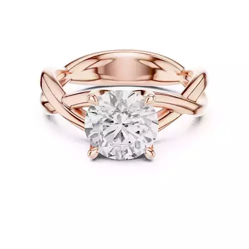 Solitaire 2CT Round Cut Twisted Engagement Ring 3DM STL Video