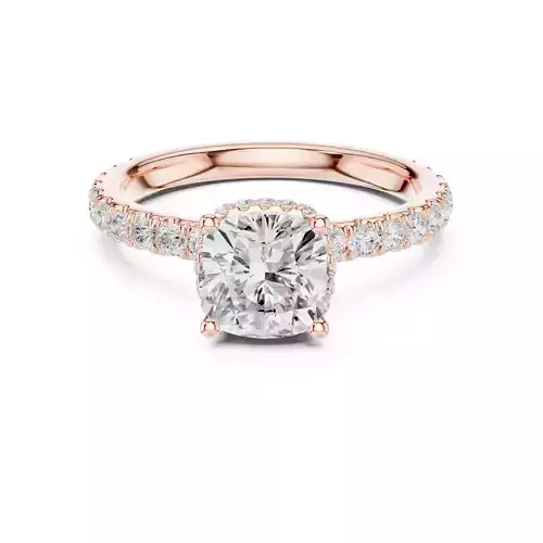 Cushion Cut Double Hidden Halo Pave Diamond Ring 3DM STL Video