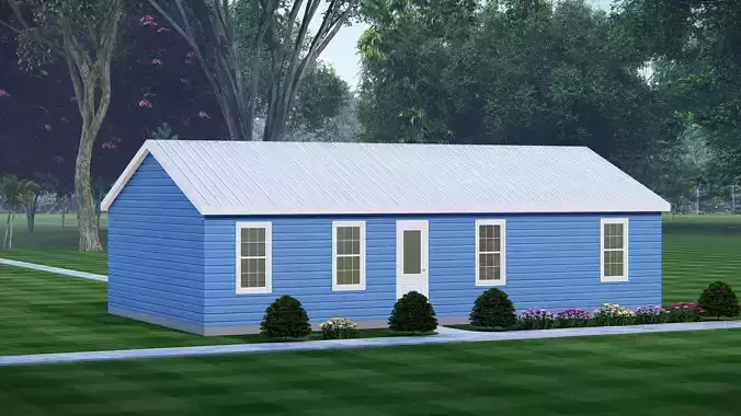 Barndominium Tiny House Exterior  Compact Barn Style Modern Home 3D model